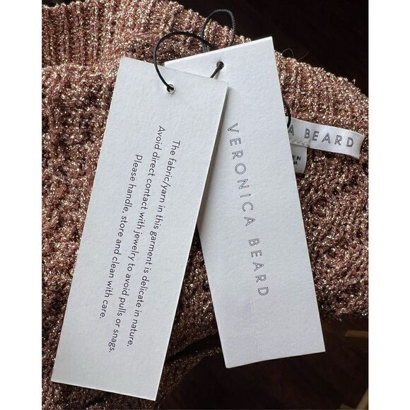 VERONICA BEARD Amalia Pullover V-neck Rose Gold Sweater NWT Size Large - Picture 6 of 7